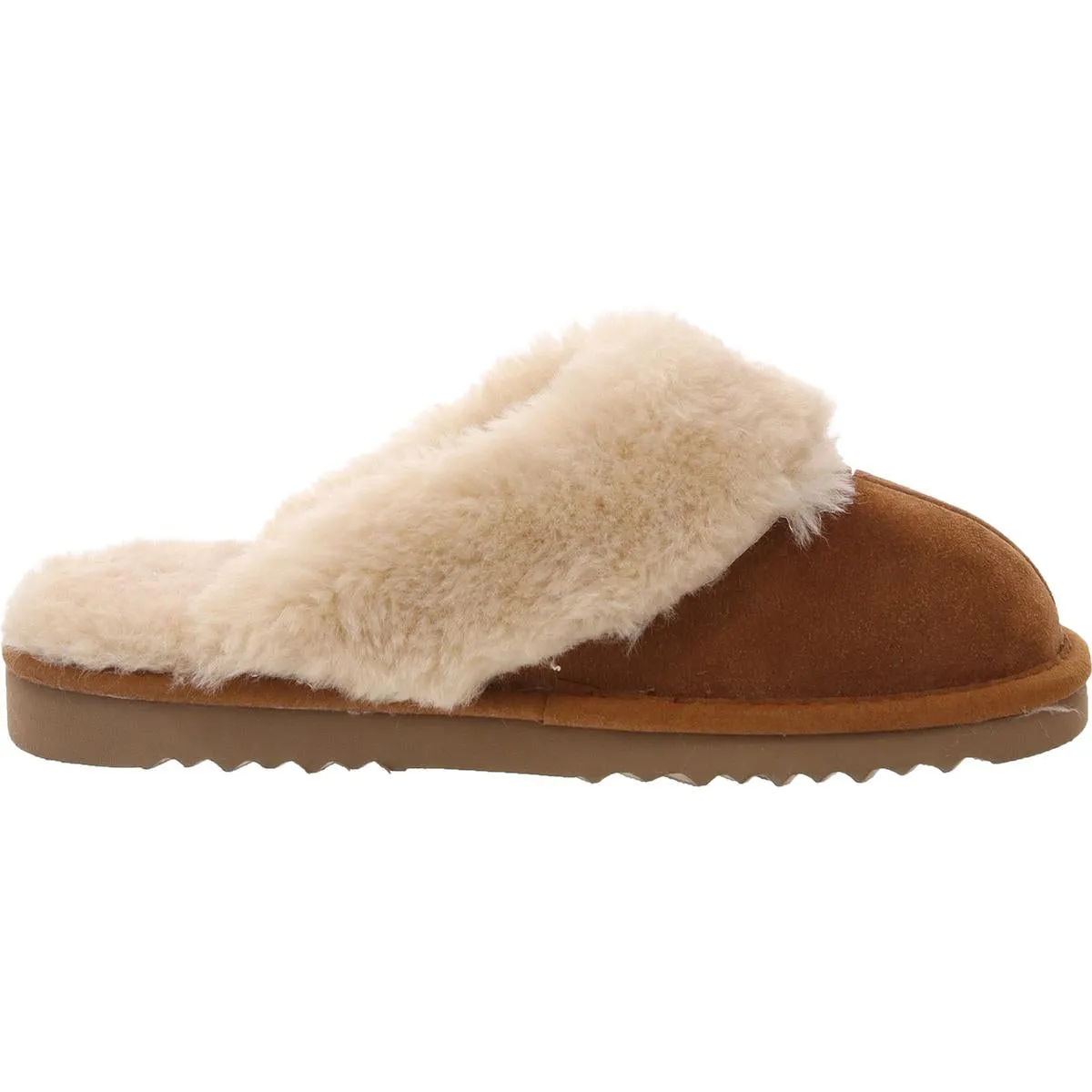 Womens Faux Fur Lined Suede Slide Slippers