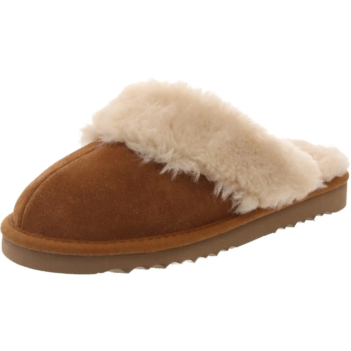 Womens Faux Fur Lined Suede Slide Slippers