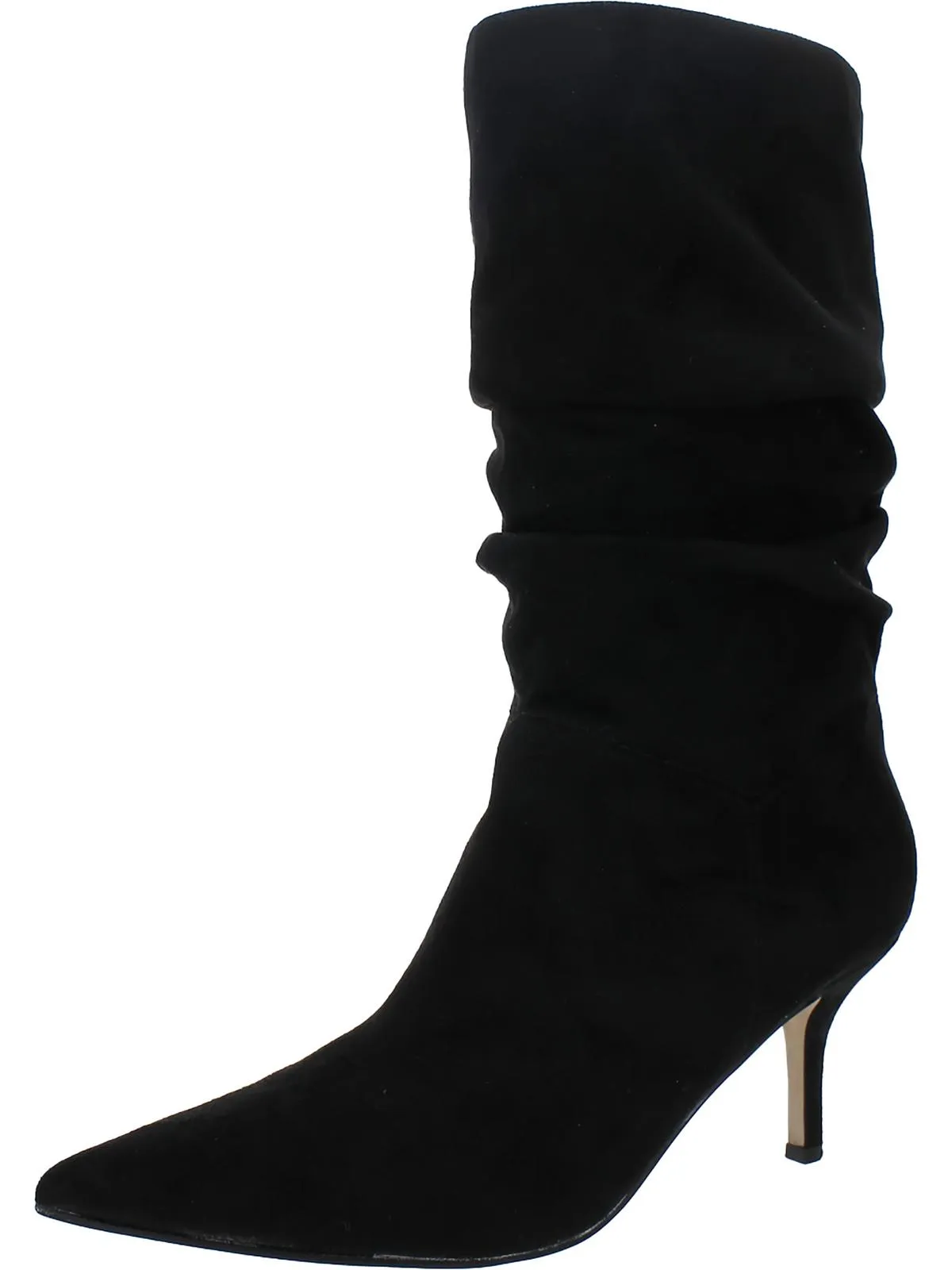 Womens Faux Suede Pull On Mid-Calf Boots