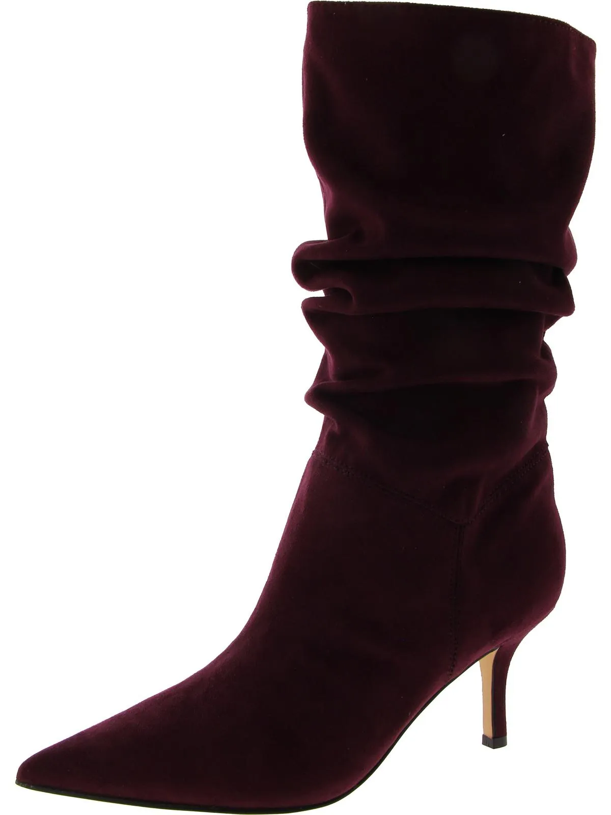 Womens Faux Suede Pull On Mid-Calf Boots