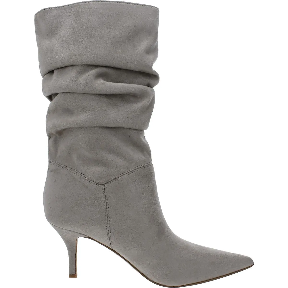Womens Faux Suede Pull On Mid-Calf Boots