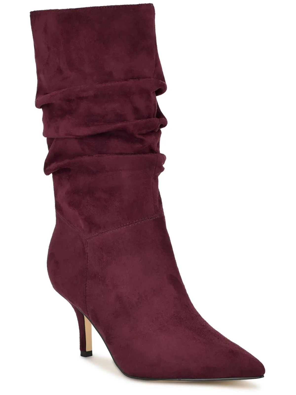 Womens Faux Suede Pull On Mid-Calf Boots