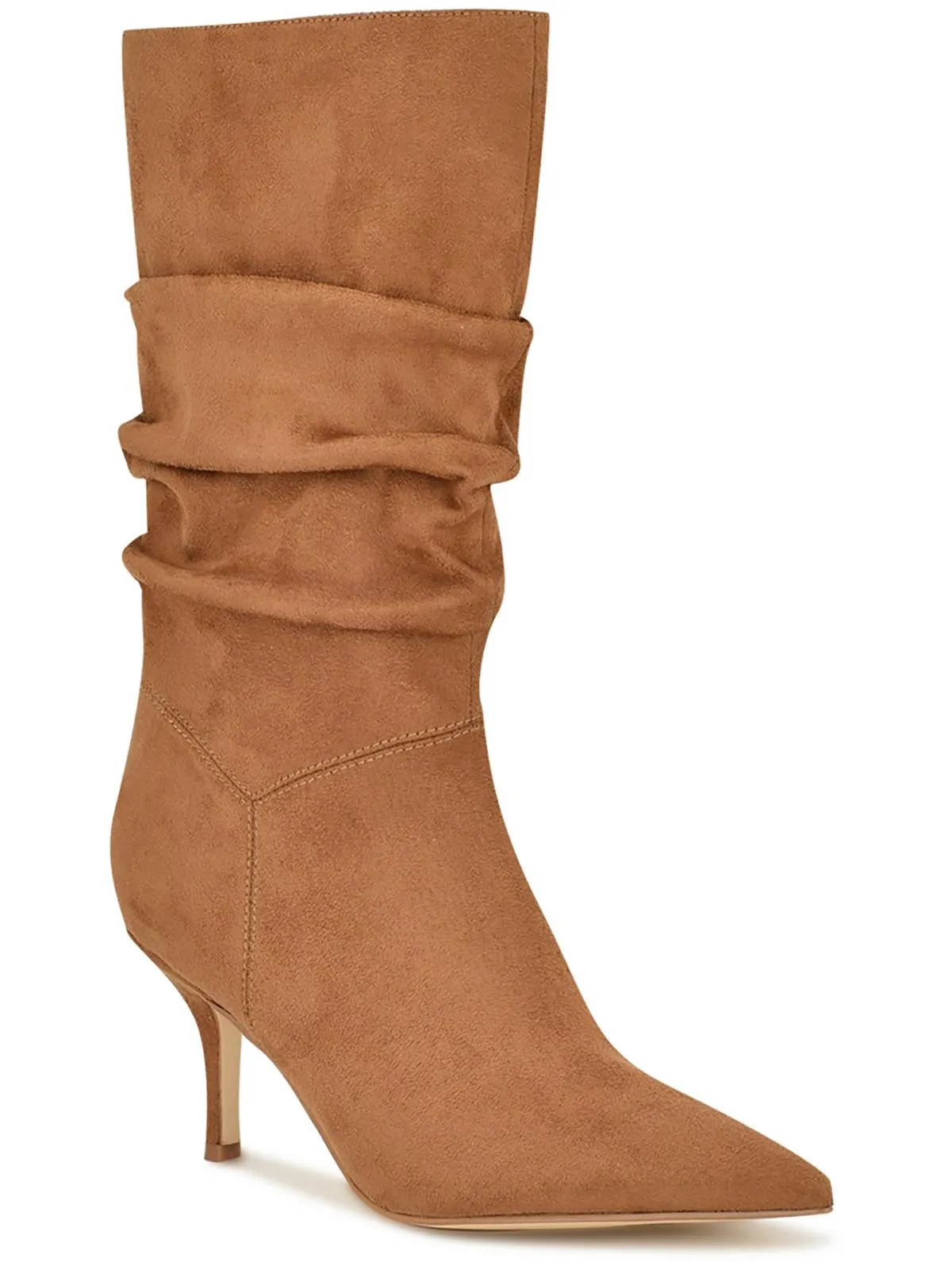 Womens Faux Suede Pull On Mid-Calf Boots