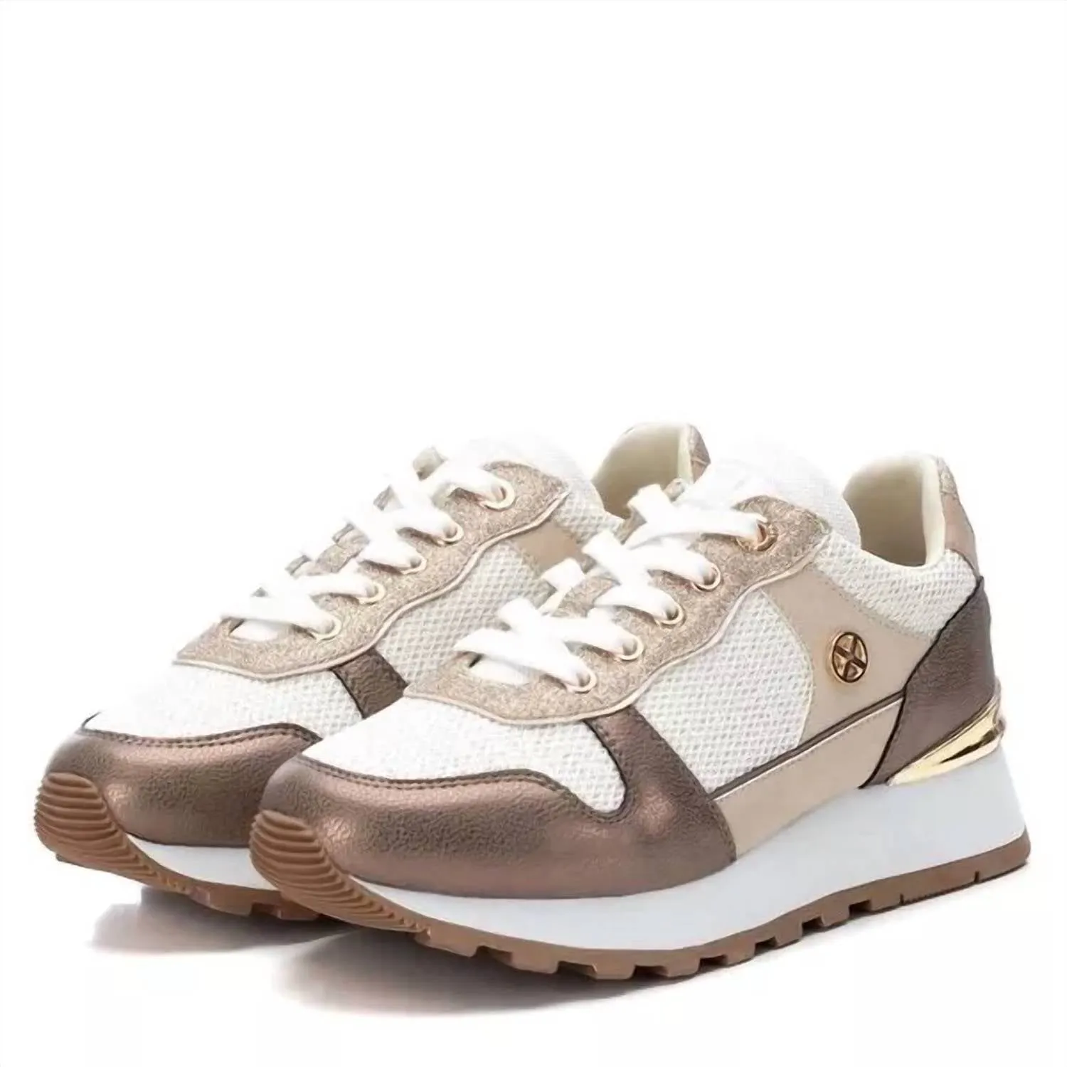 Women's Lace-Up Sneakers In Beige