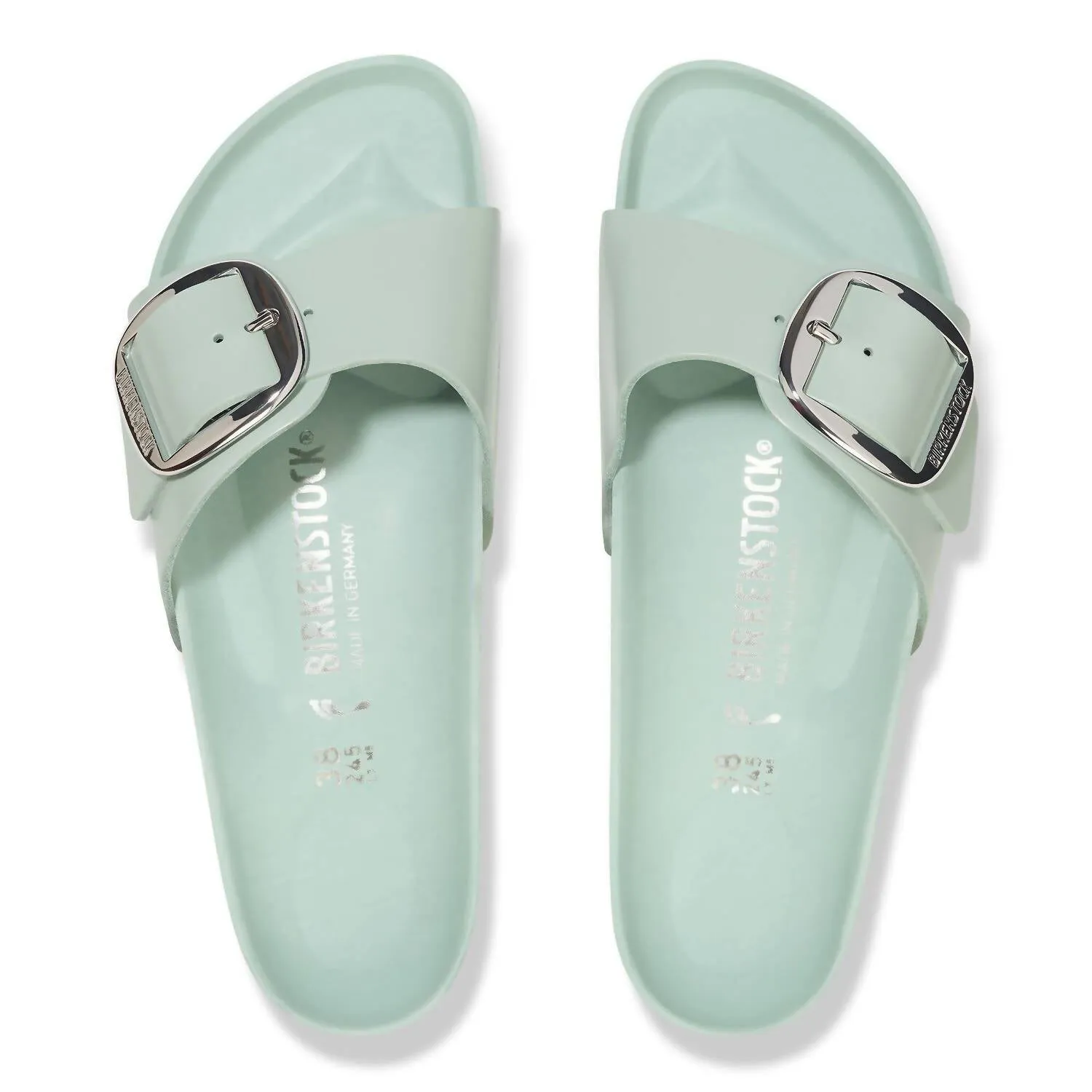 Women's Madrid Big Buckle Sandal In High Shine Surf Green