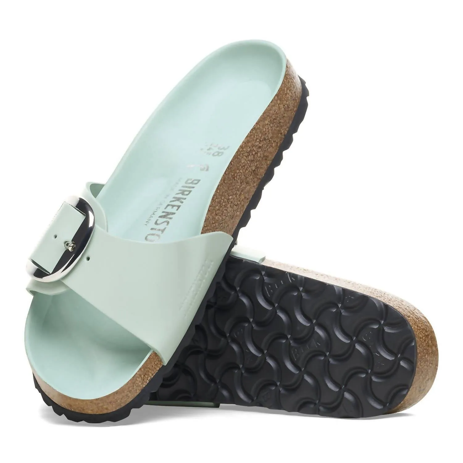 Women's Madrid Big Buckle Sandal In High Shine Surf Green