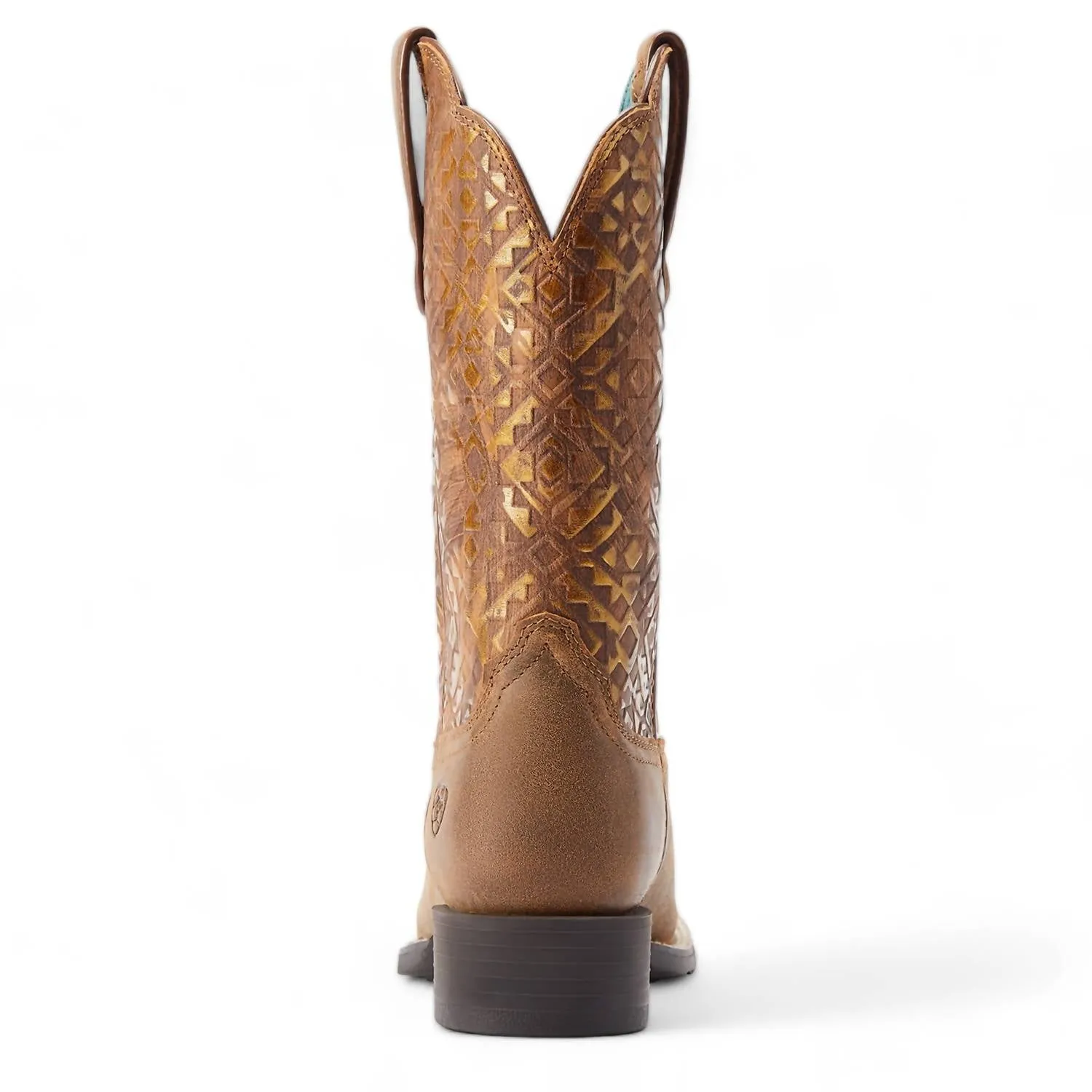 Women's Round Up Wide Square Toe Western Boot In Bare Brown