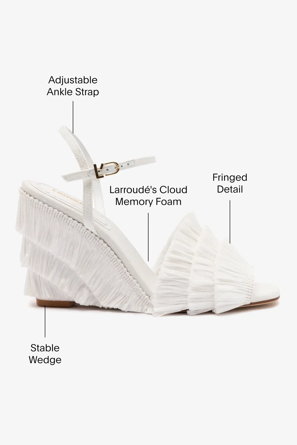 Yves Fringe Wedge In White Raffia
