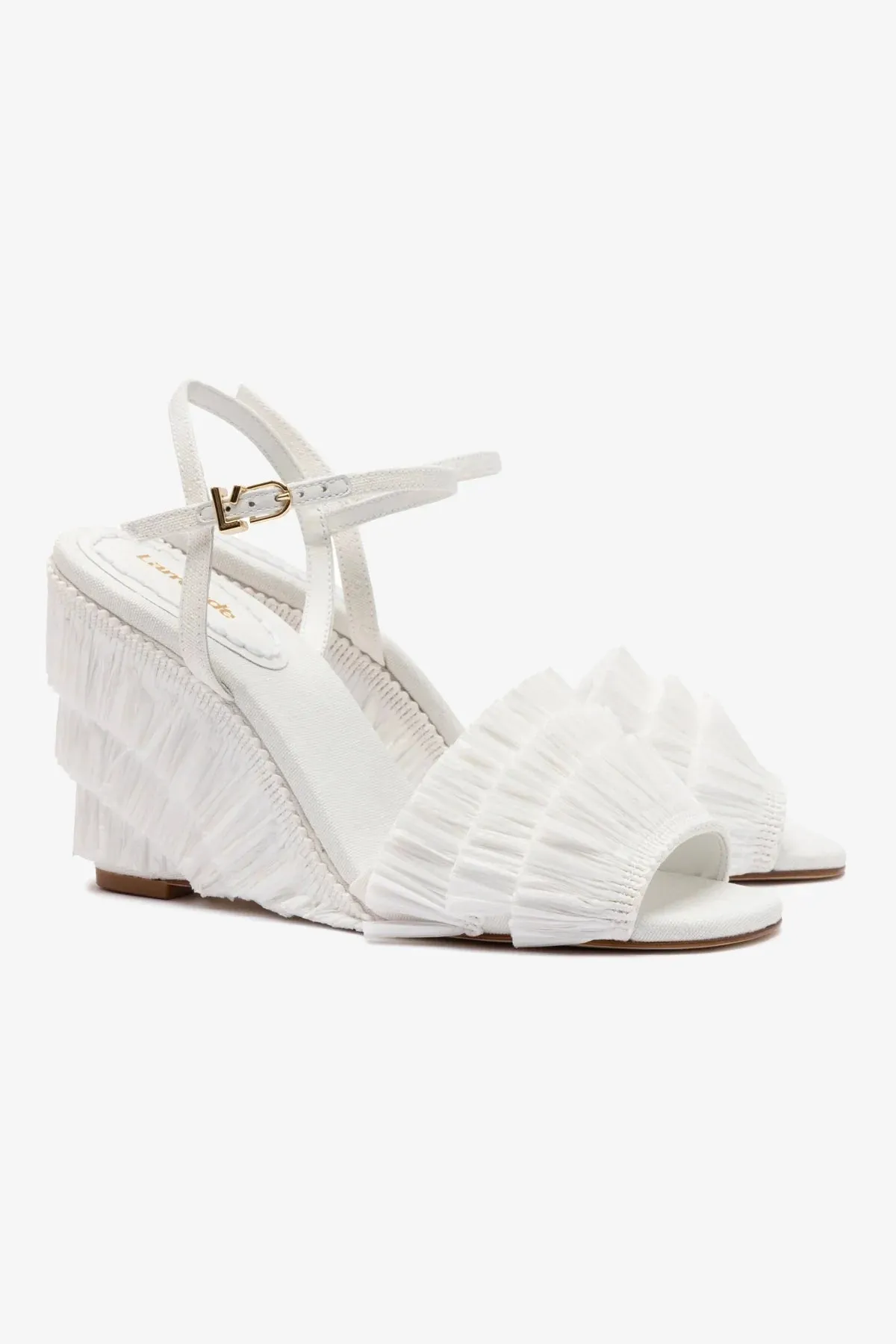 Yves Fringe Wedge In White Raffia
