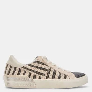 ZINA PATCH SNEAKERS BLACK BEIGE RAFFIA